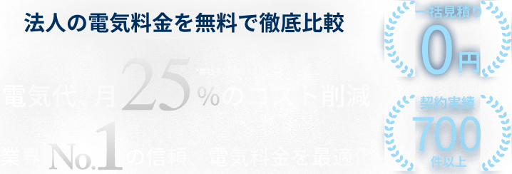 法人の電気料金を無料で徹底比較 電気代、月25%のコスト削減 業界No.1の信頼、電気料金を最適化